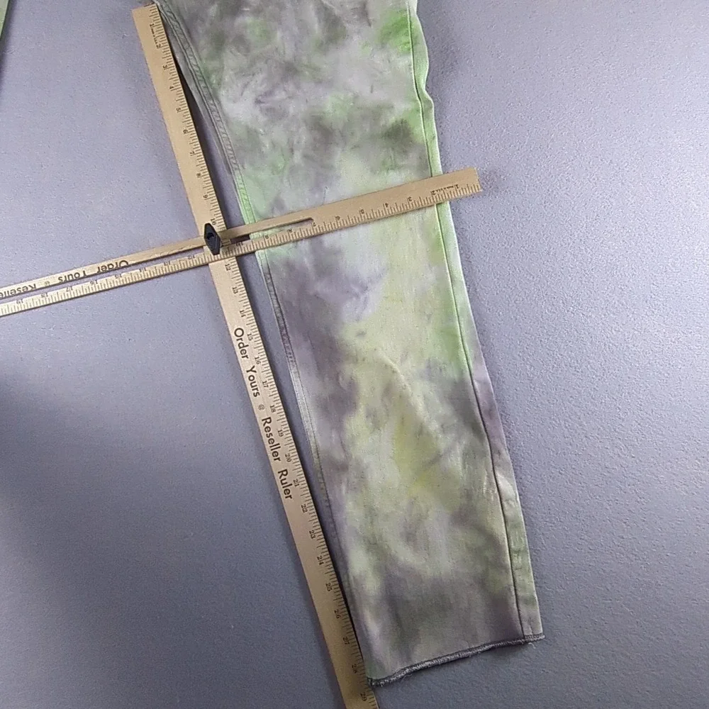 True Religion Tie Dye Jeans Mens 32x29 Gray Green Yellow Straight Leg Back Label